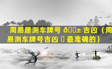 周易居测车牌号 🐱 吉凶（周易测车牌号吉凶 ☘ 最准确的）